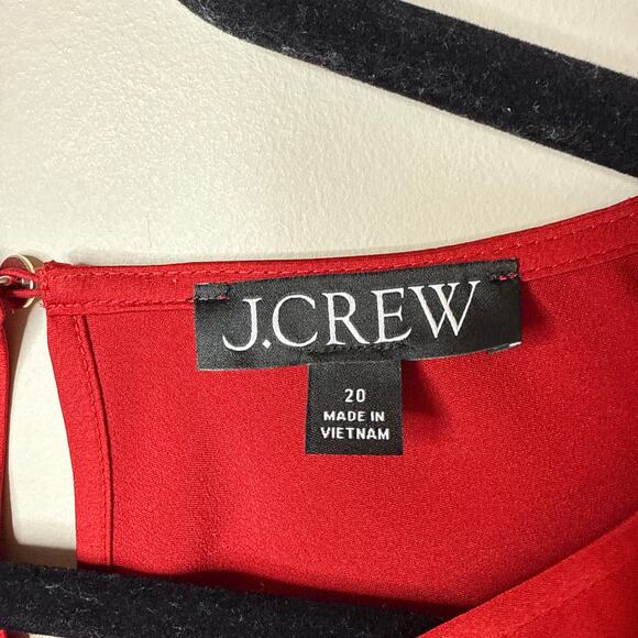 J.Crew Winter Garden Dress in Deep Ruby Size 20 Silky Satin Crepe Ruffles Party - Picture 3 of 8